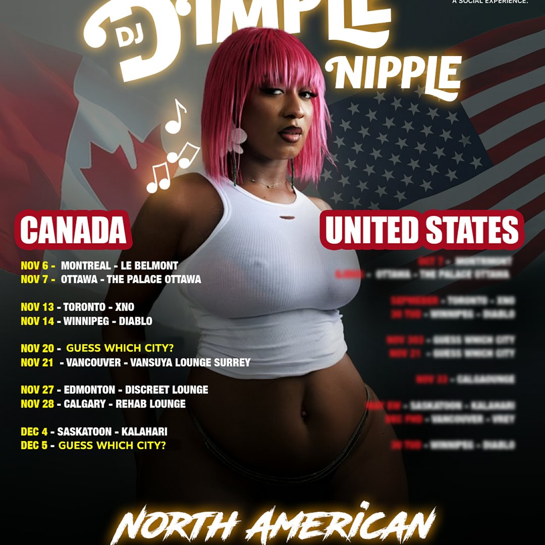 DJDIMPLENIPPLE CALGARY SHOW SATURDAY NOV 28 2026