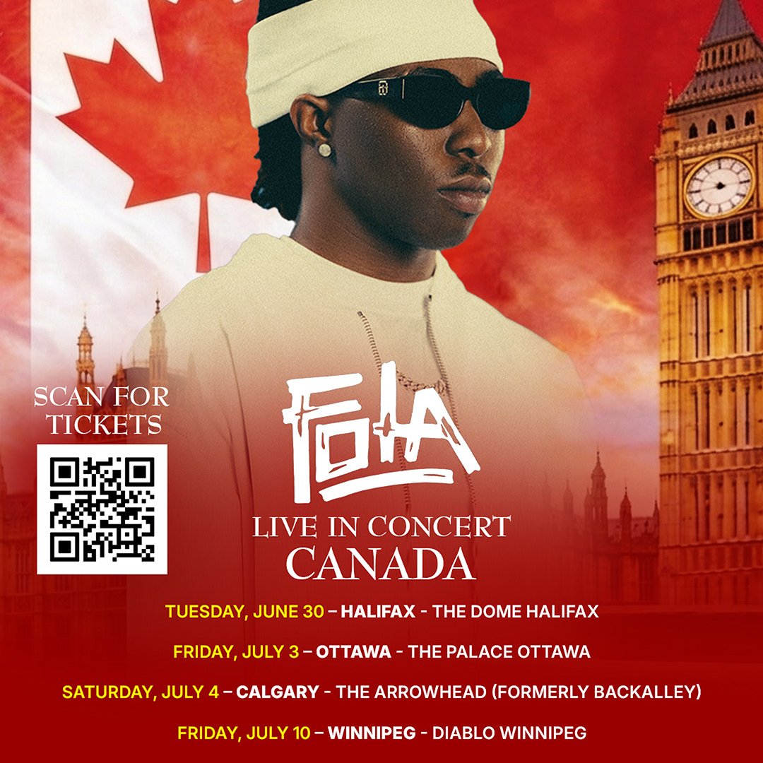 Fola Concert - Calgary - The Arrowhead Calgary - Show starts 7pm prompt - SATURDAY JULY 4TH 