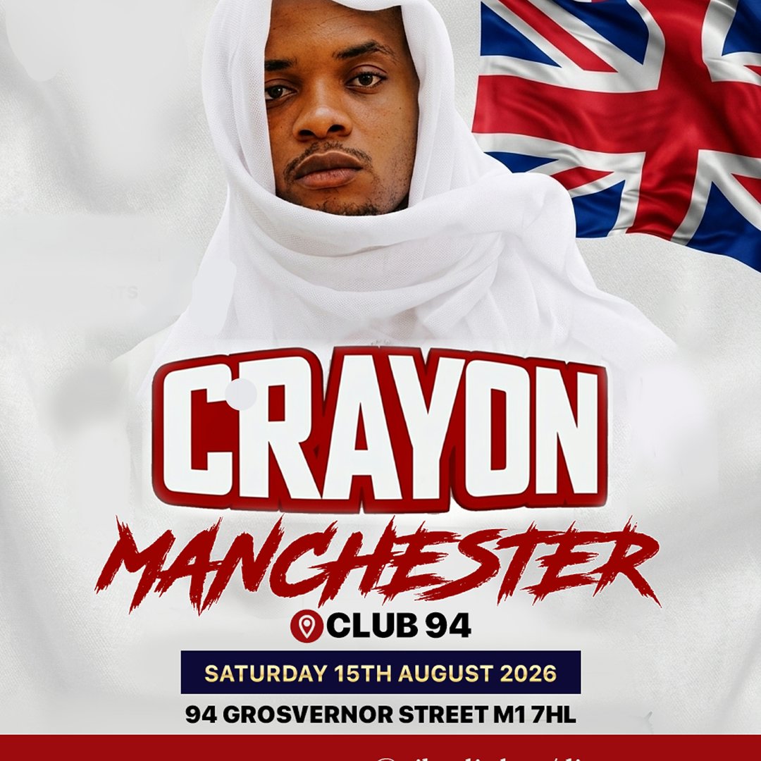 CRAYON MANCHESTER SHOW SATURDAY AUGUST 15 2026 DOORS OPEN 10.45PM